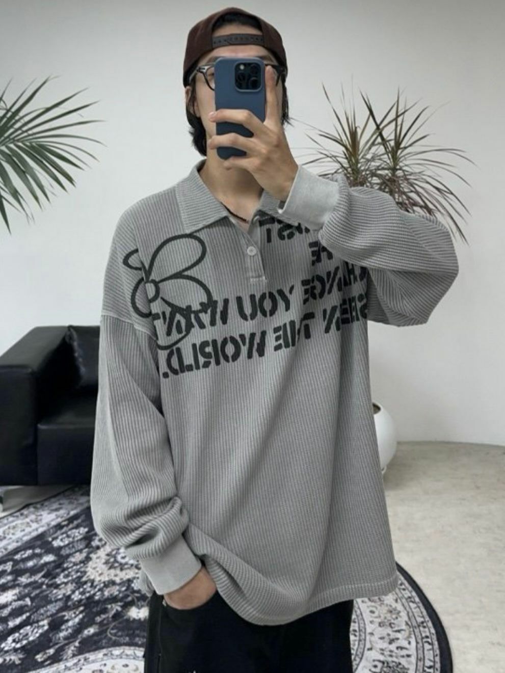 暗紋英文字長袖PoloTee LEGIT-T027