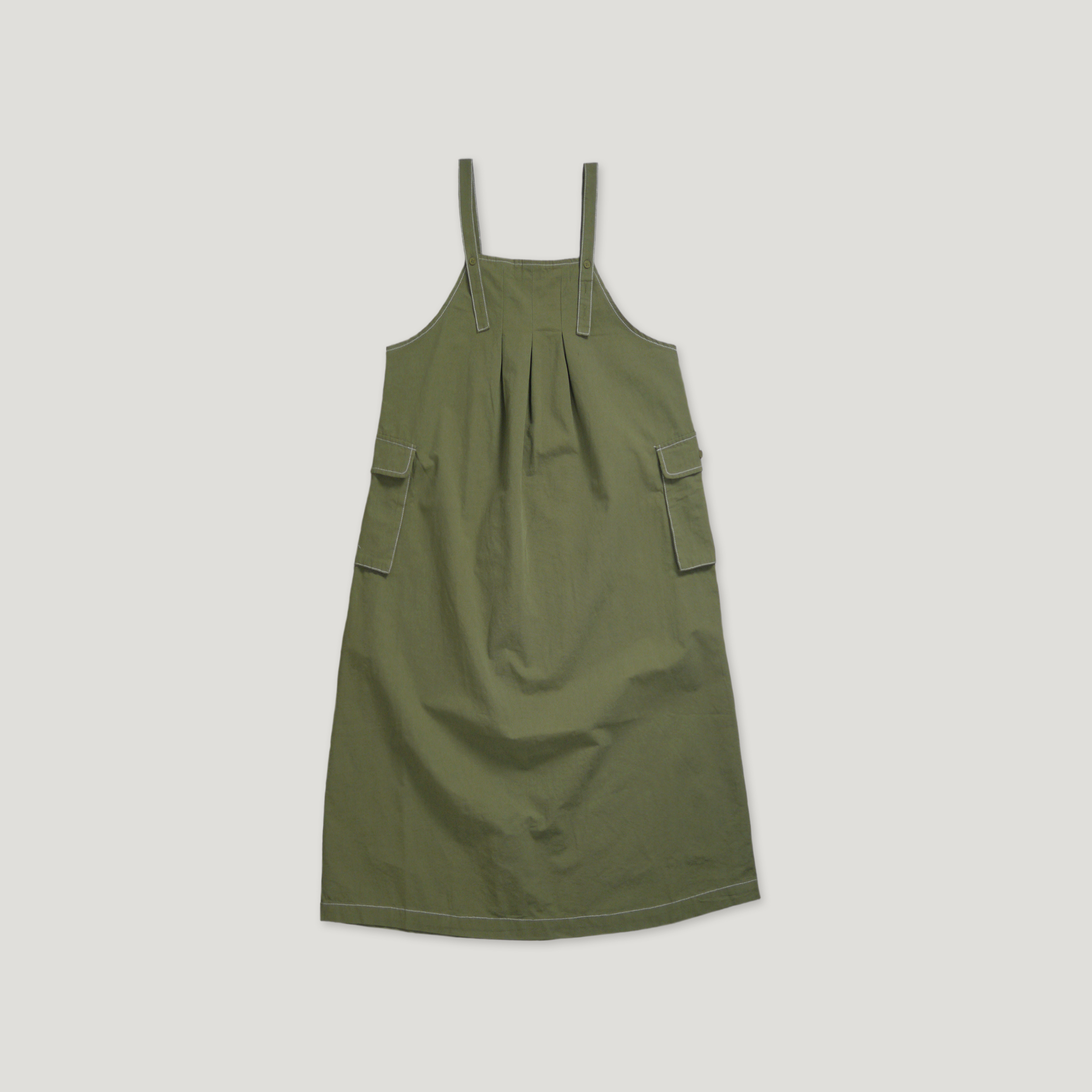 J.P.L. 壓褶平織棉車線吊帶裙 ╭ 2色 ╮