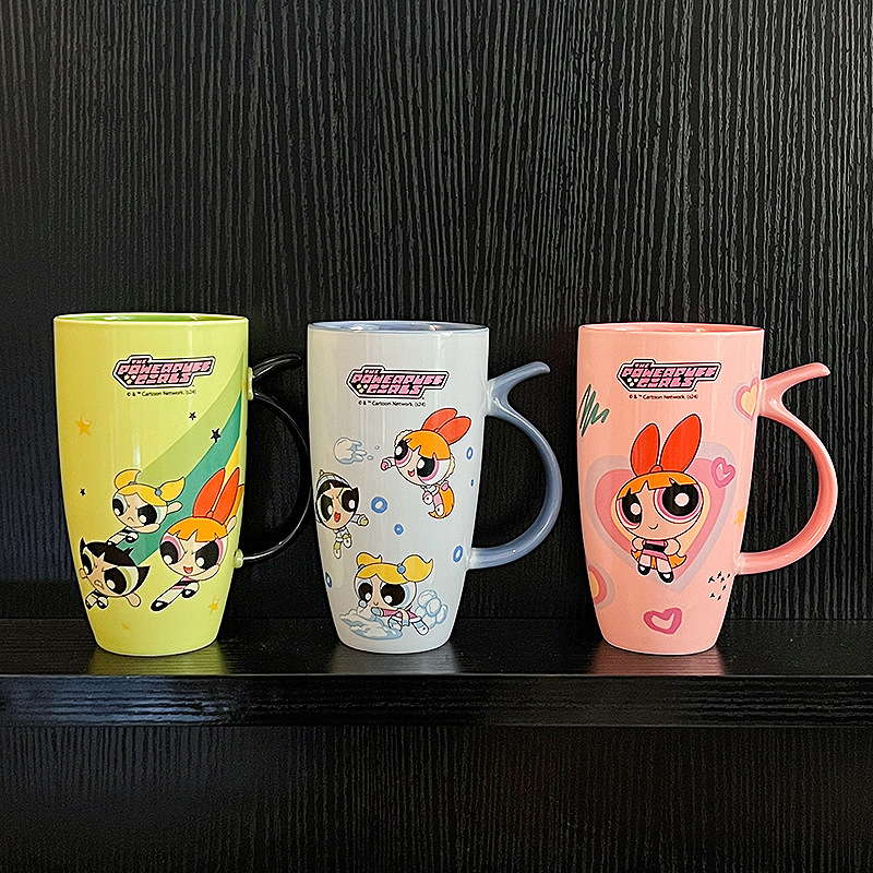 《4817》飛天小女警大容量陶瓷吸管杯580ml