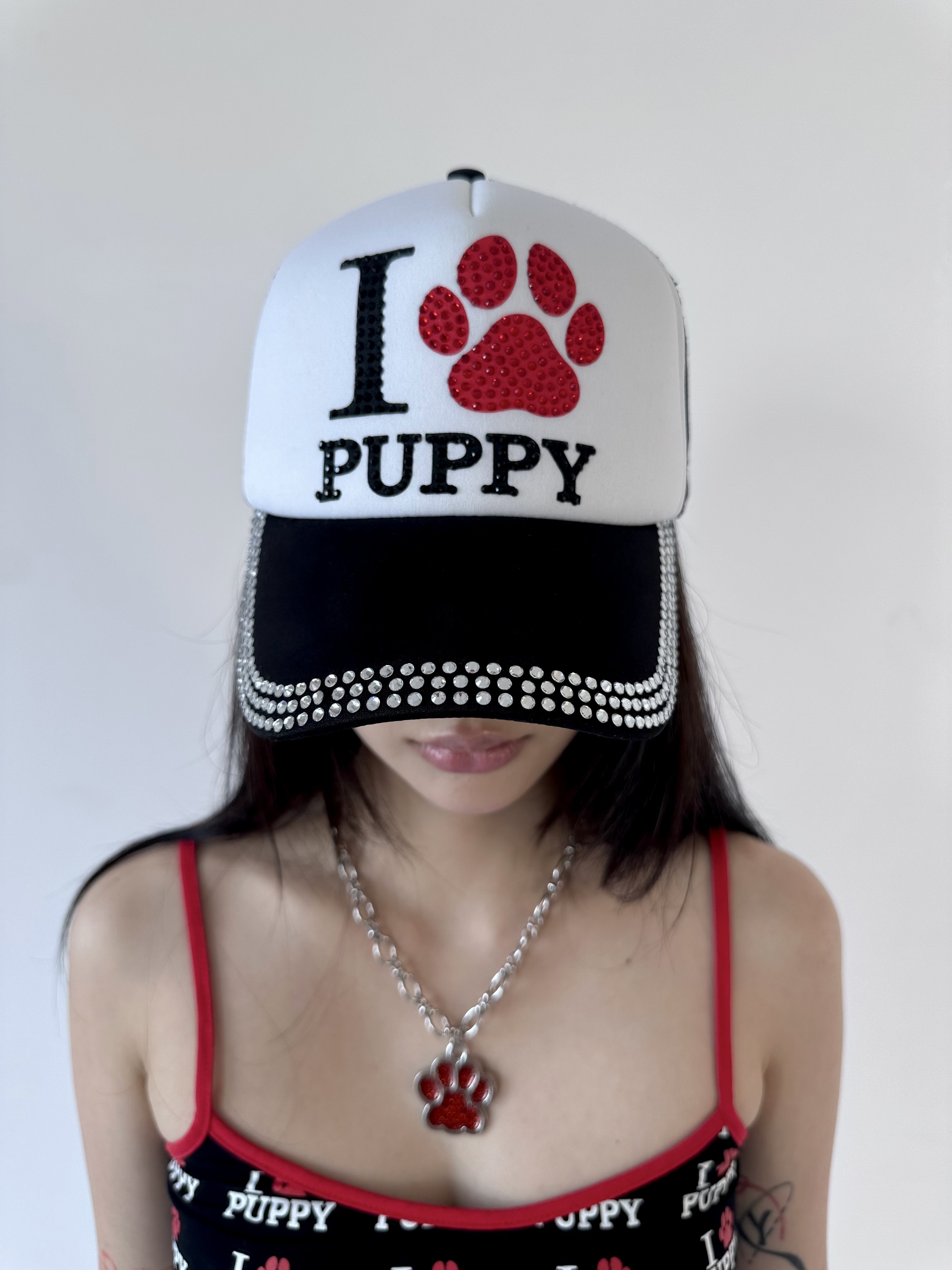 ArtByTastybabe 黏鑽英文 Y2K 可調節 透氣網帽