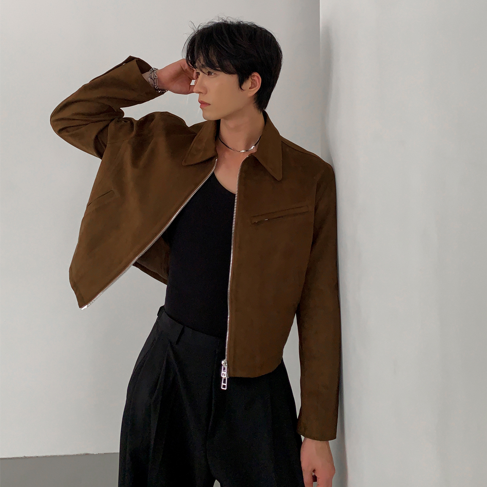 拉鍊麂皮夾克外套