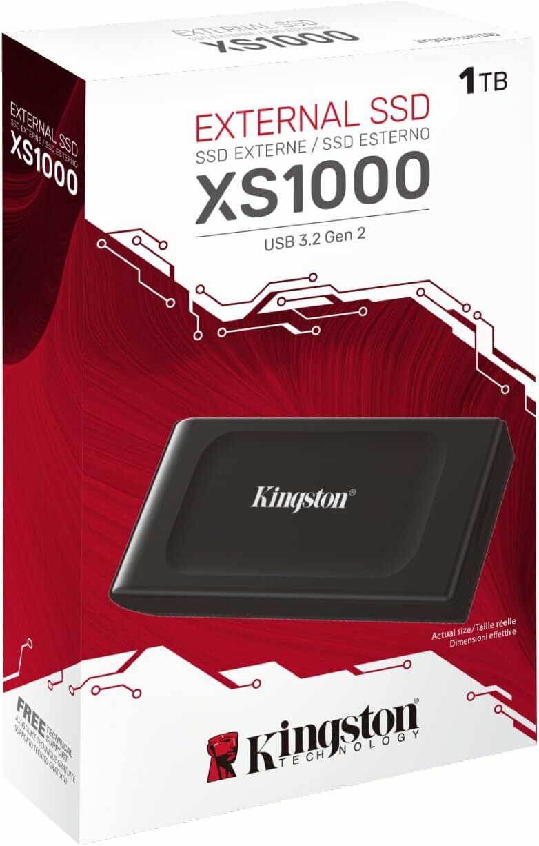 Kingston XS1000 SSD | 口袋尺寸 | USB 3.2 Gen 2 | 外接固態硬碟 | 高達 1050MB/s