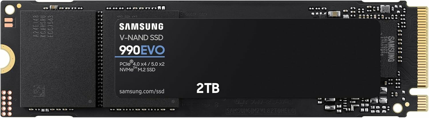 SAMSUNG 三星 990 EVO SSD、PCIe Gen 4x4、Gen 5x2 M.2 2280 NVMe 內部固態硬碟,速度高達 5,000MB/秒