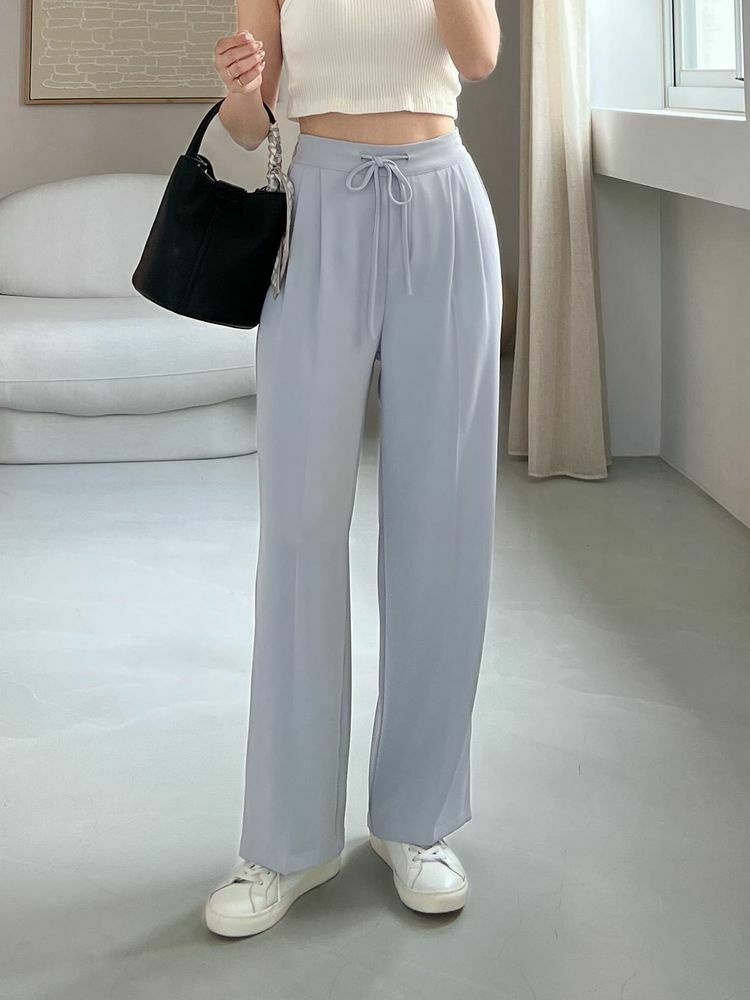 自訂 高腰涼感顯瘦寬褲