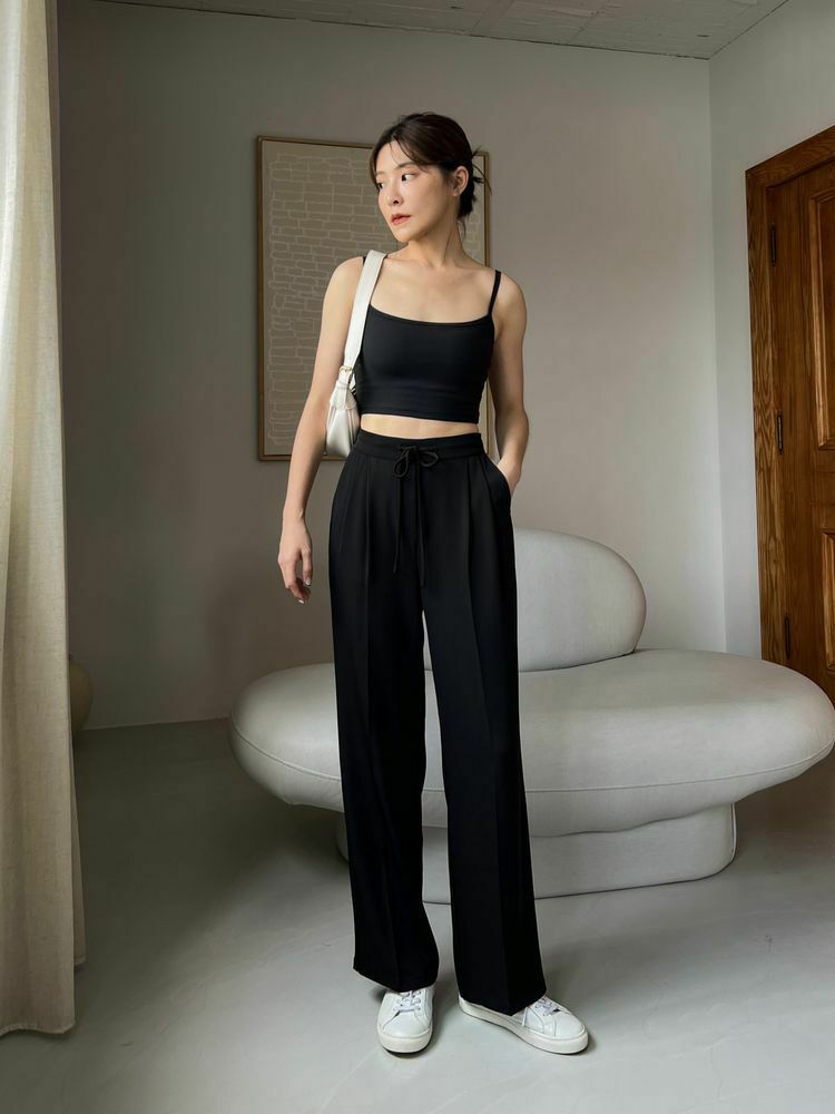 自訂 高腰涼感顯瘦寬褲