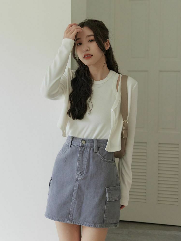 口袋造型牛仔短裙