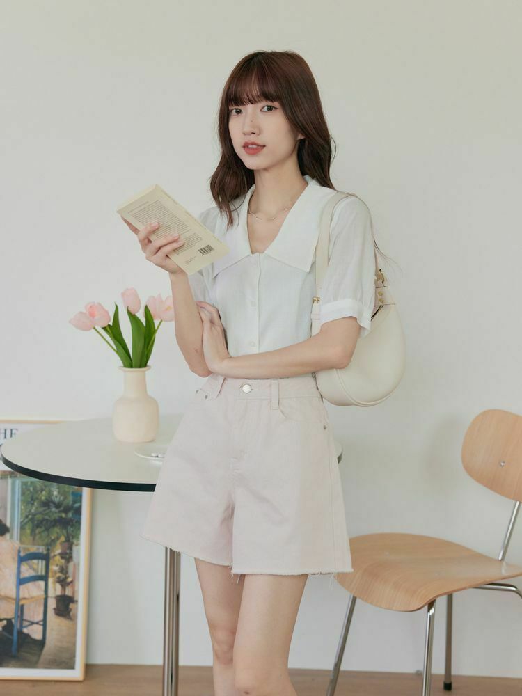 推薦款 高腰抽鬚牛仔短褲