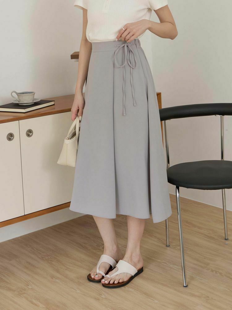 側打結雪紡A字薄長裙