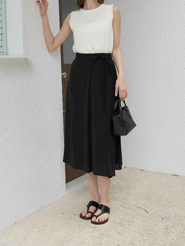 側打結雪紡A字薄長裙