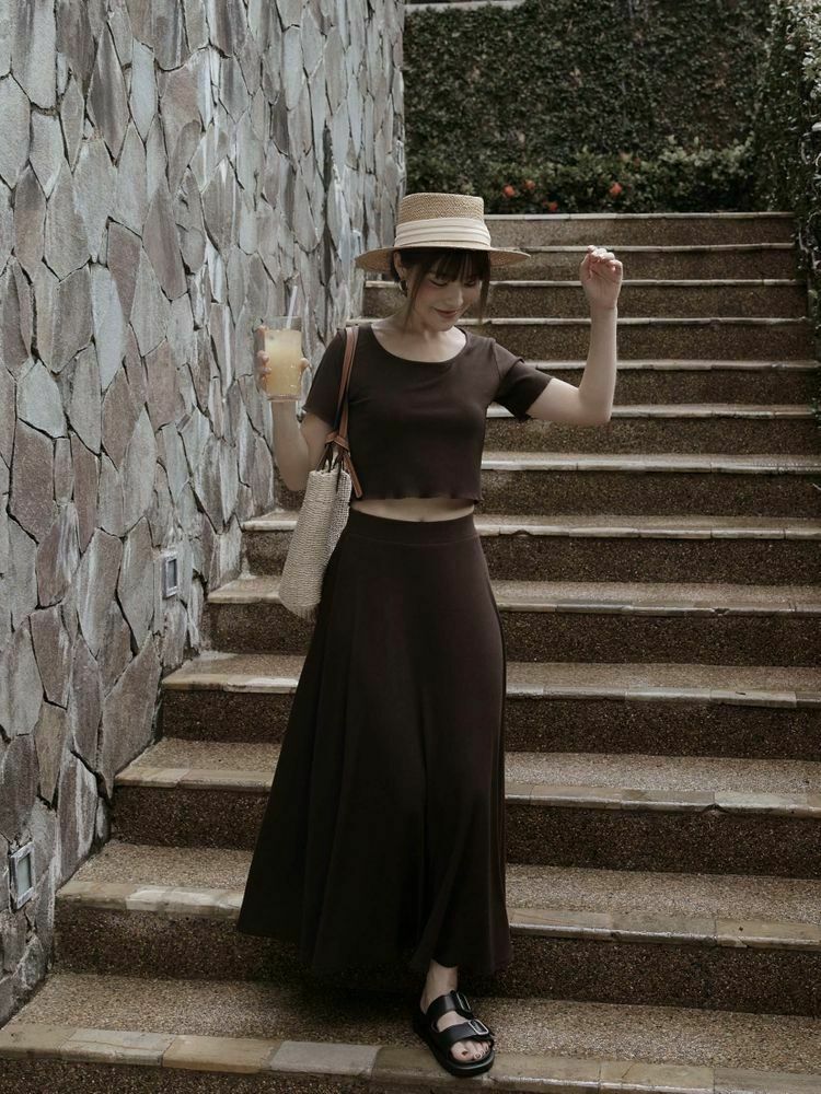 自訂 親膚藏肉A字長裙