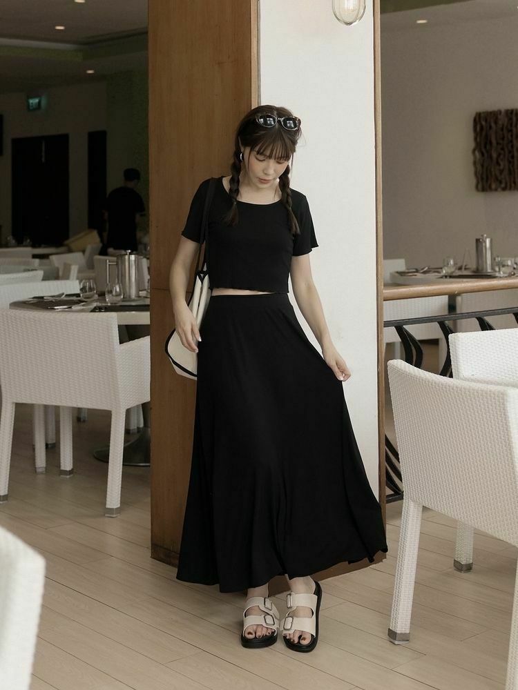 自訂 親膚藏肉A字長裙