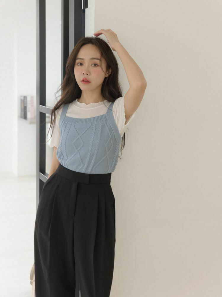 麻花細肩針織背心