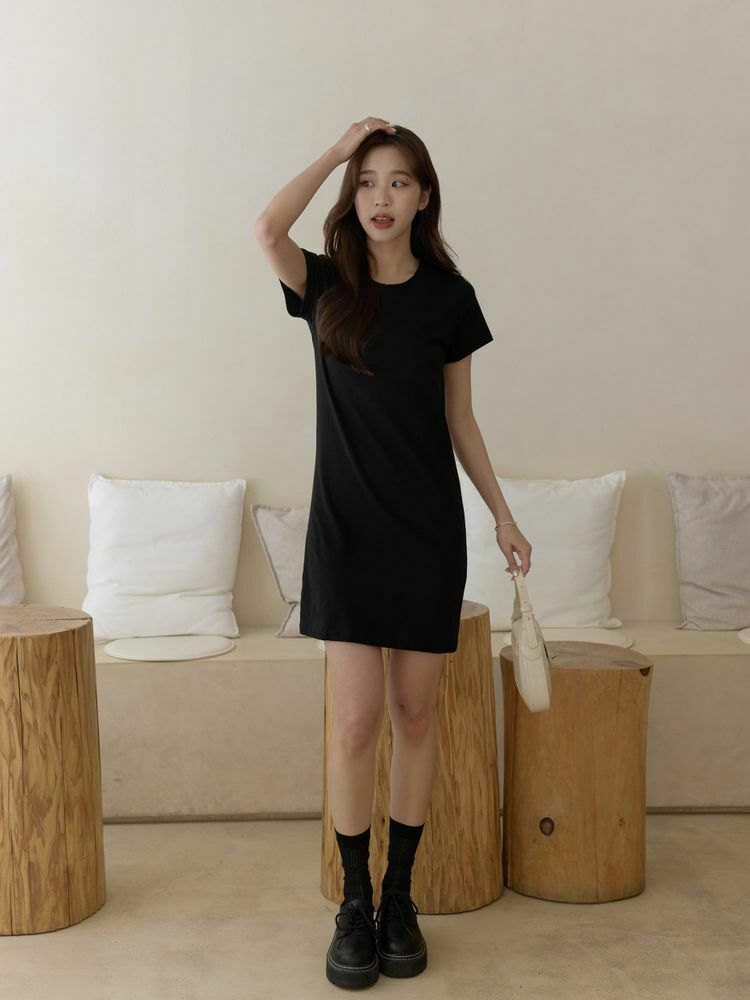 休閒感合身棉質短洋