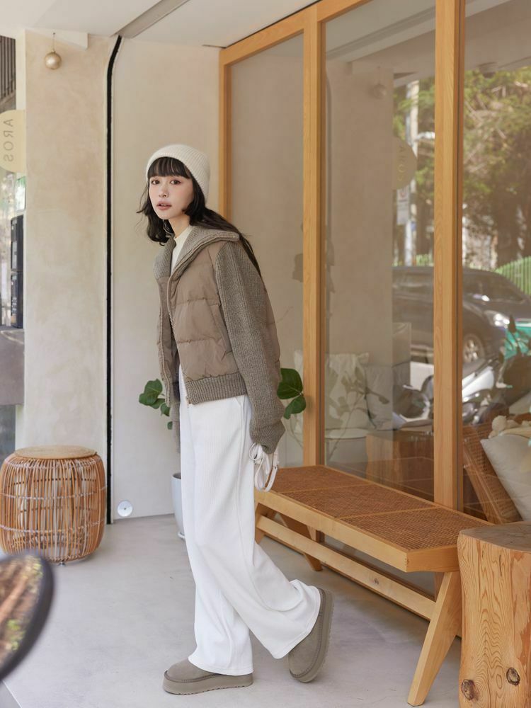 翻領鴨絨鉤織外套