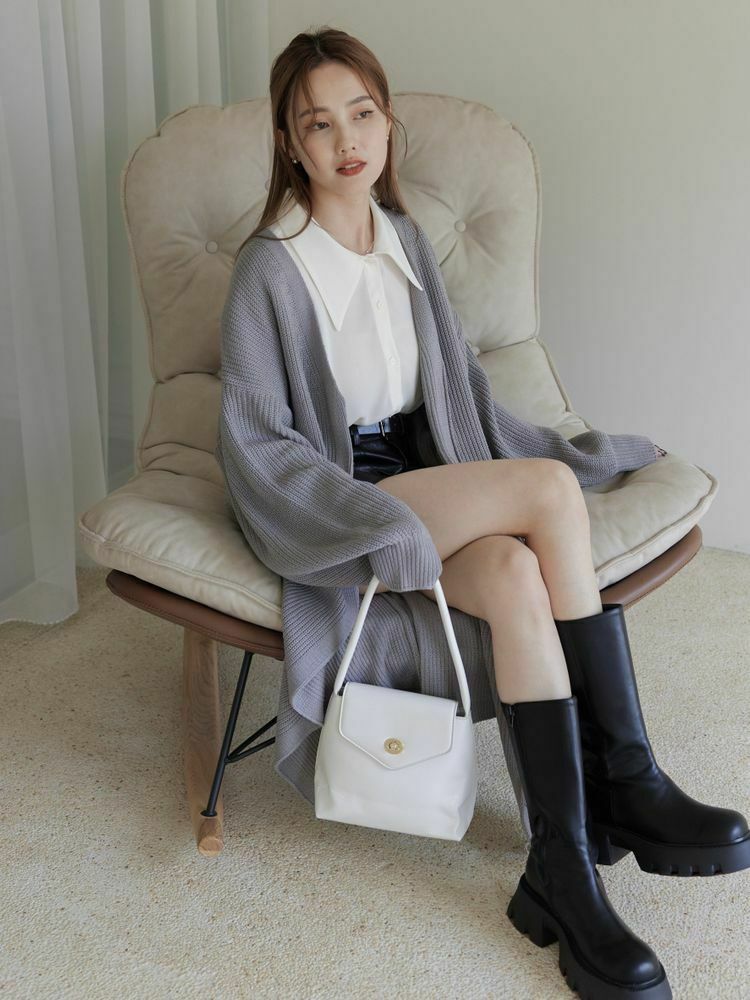 慵懶隨性感長版針織外套