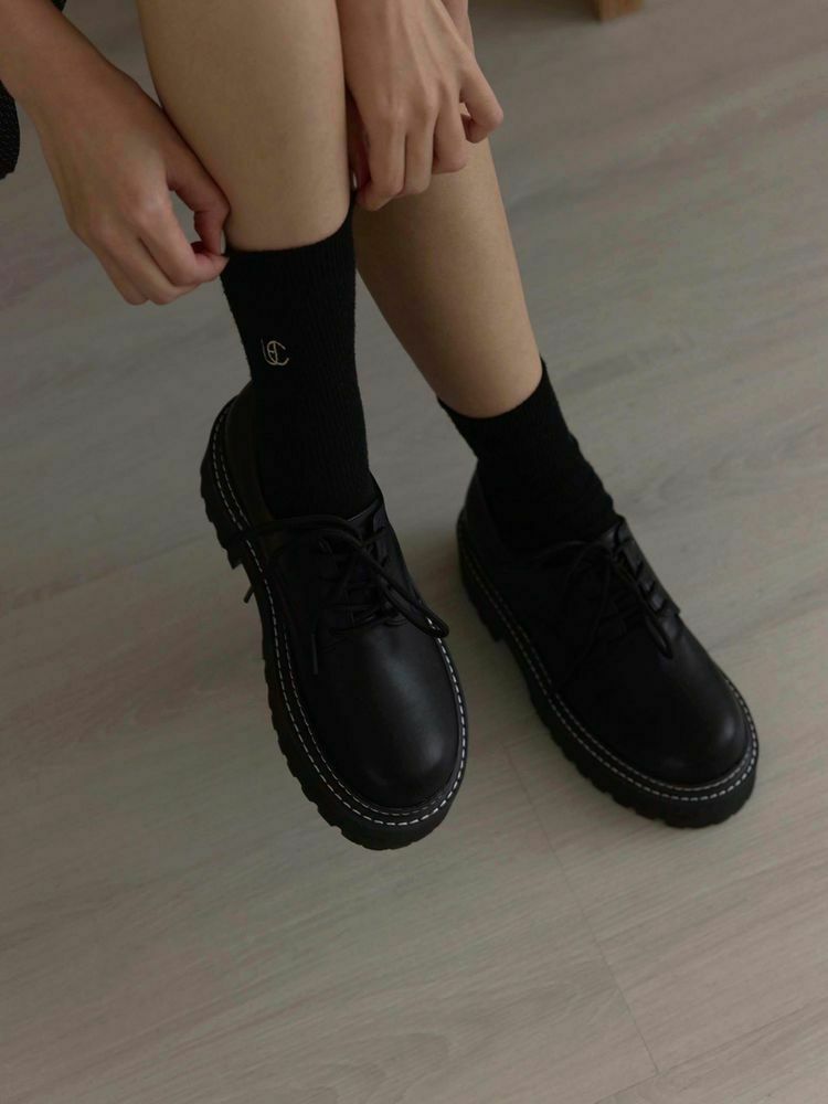 厚底增高車線軟皮鞋