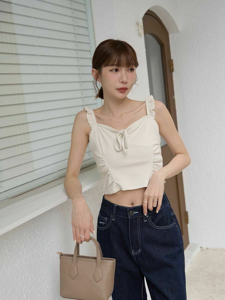 捲捲邊綁帶短背心