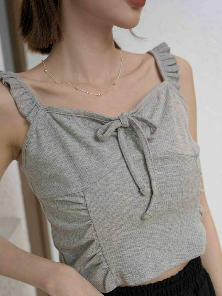 捲捲邊綁帶短背心