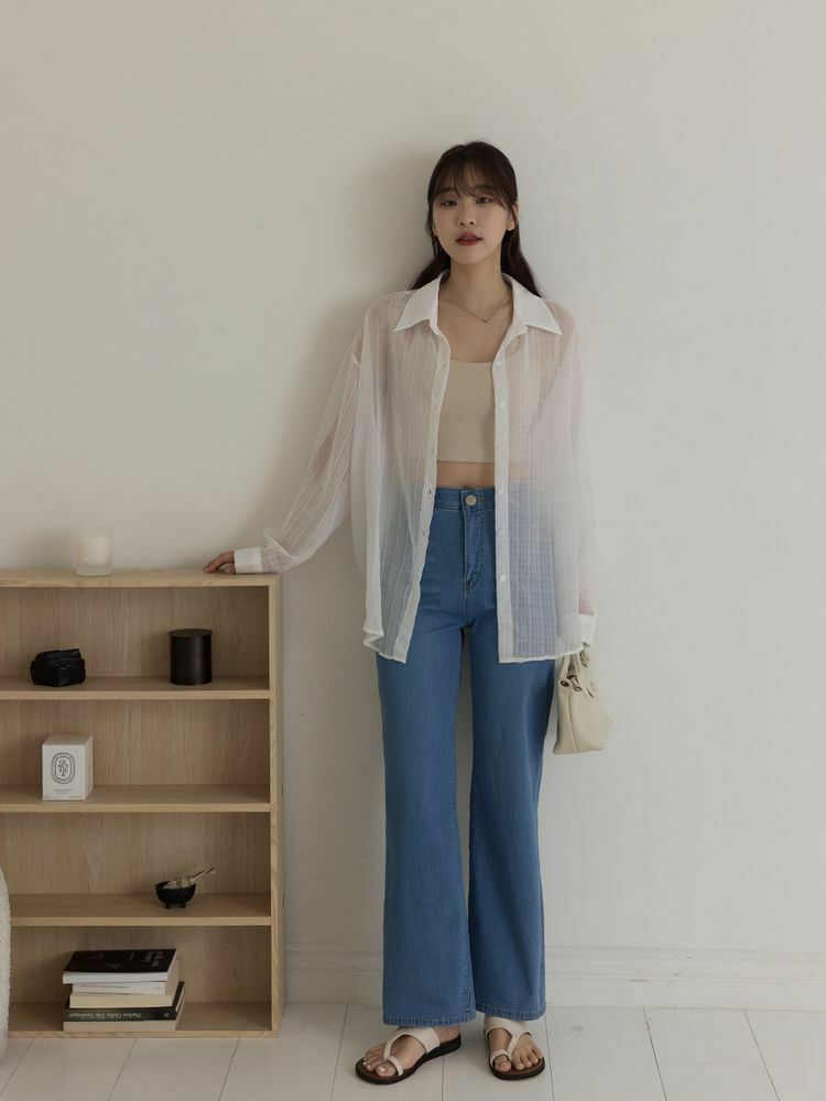 極薄彈性牛仔褲