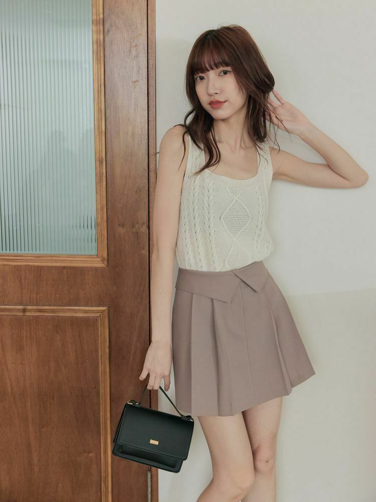 設計款 翻領造型百摺短裙