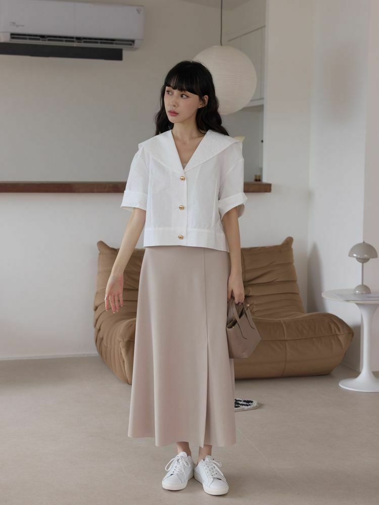 高腰收腹彈性開衩裙