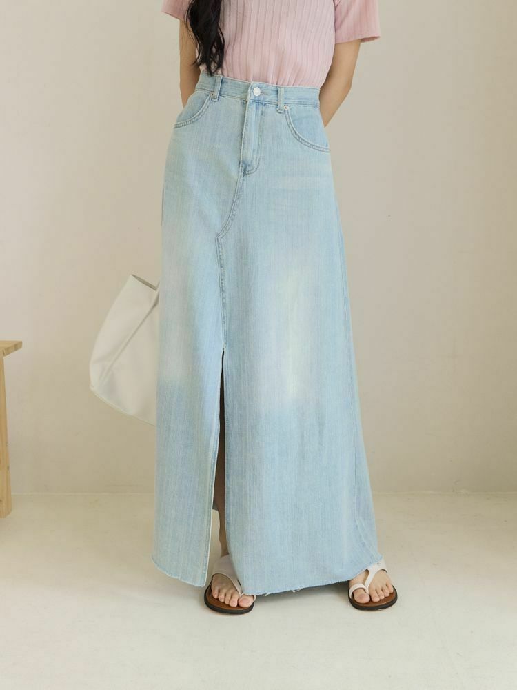 (高個子限定)A字輕薄牛仔傘裙