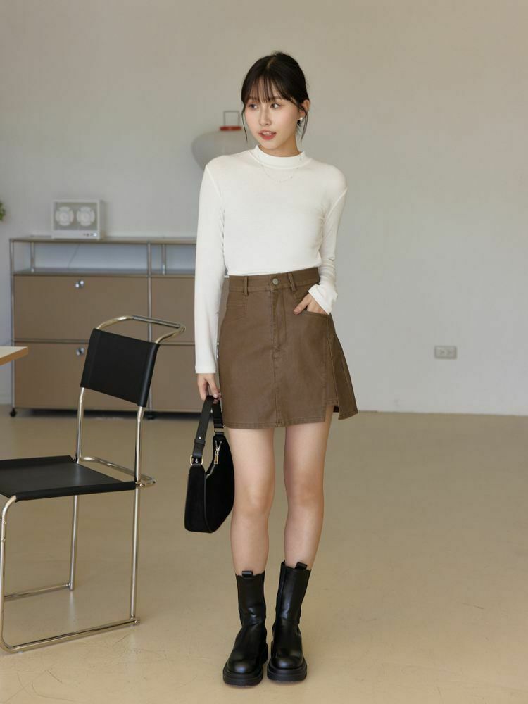 設計感 率性皮革短褲裙