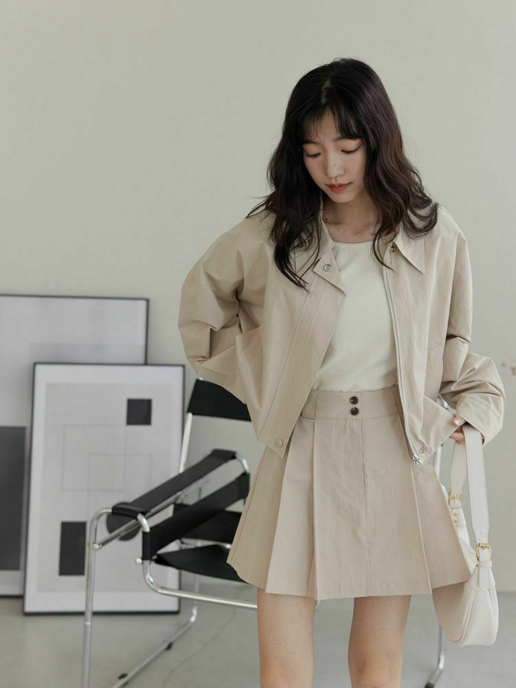 質感雙釦百摺A字短裙