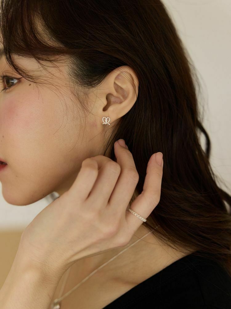 925純銀 蝴蝶餅線條耳環 