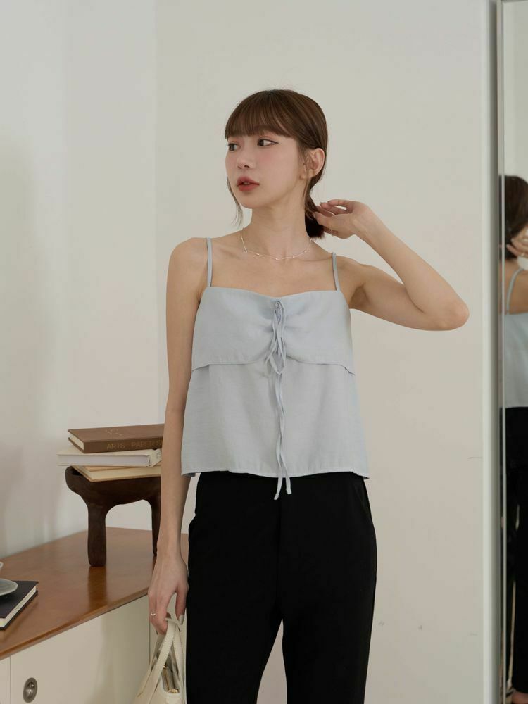 細肩綁帶雪紡背心