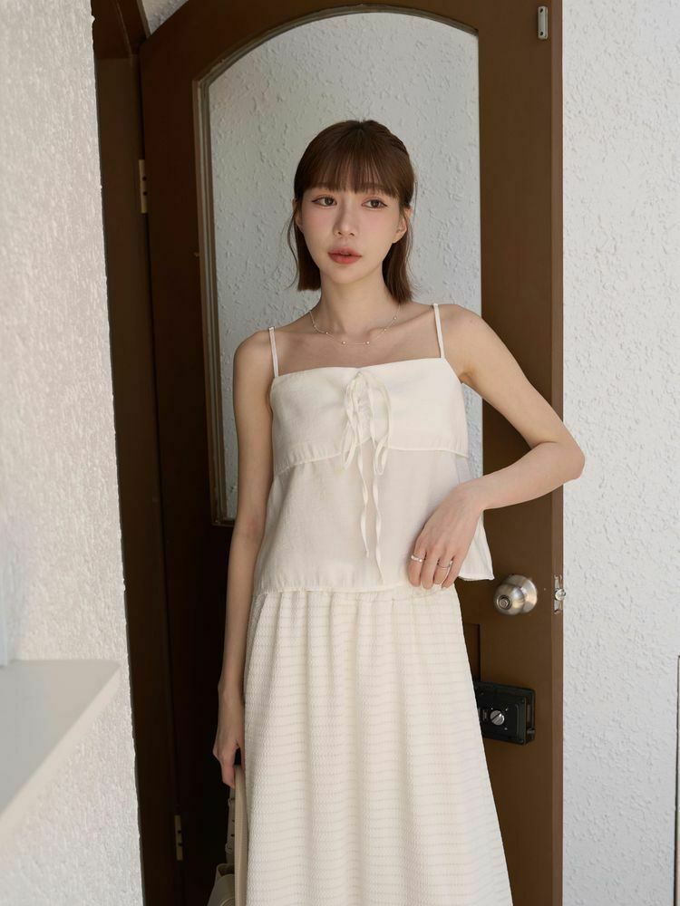 細肩綁帶雪紡背心