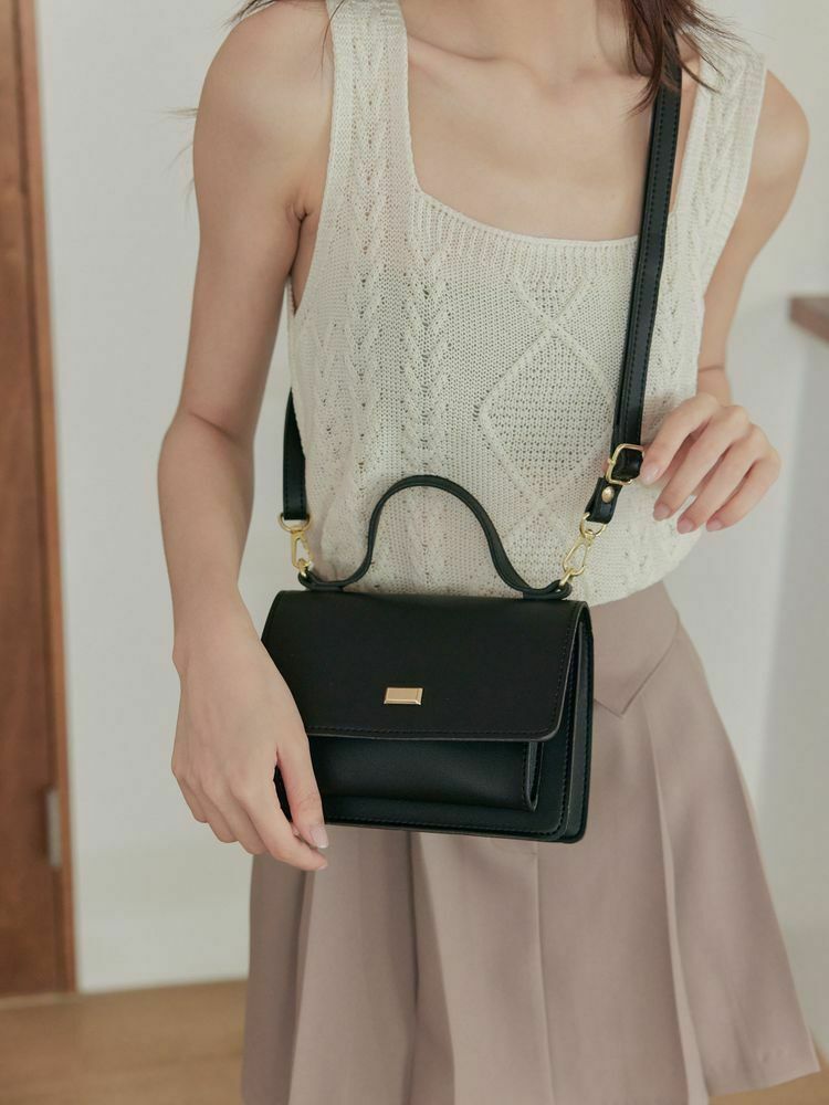 兩用 簡約雙層掀蓋斜背包