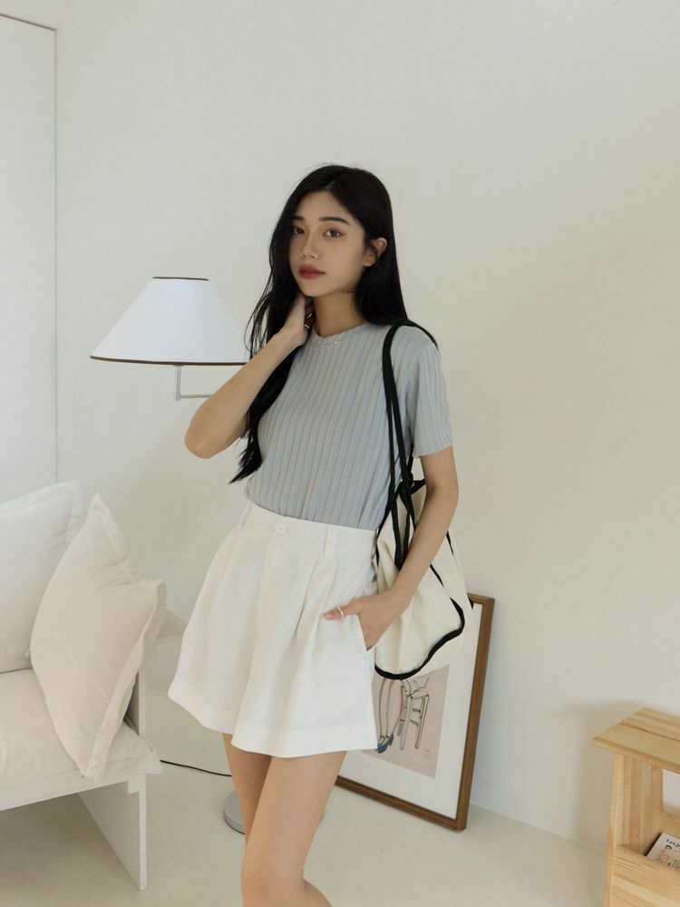 日常百搭 多色直坑紋短T