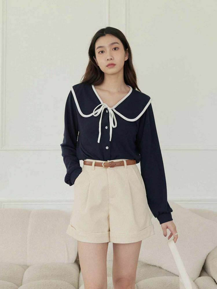 質感皮帶燈芯絨短褲