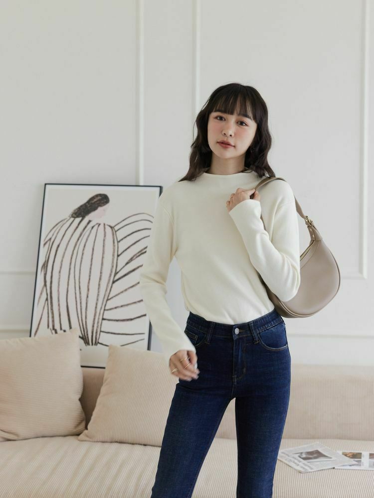 親膚小立領織紋上衣