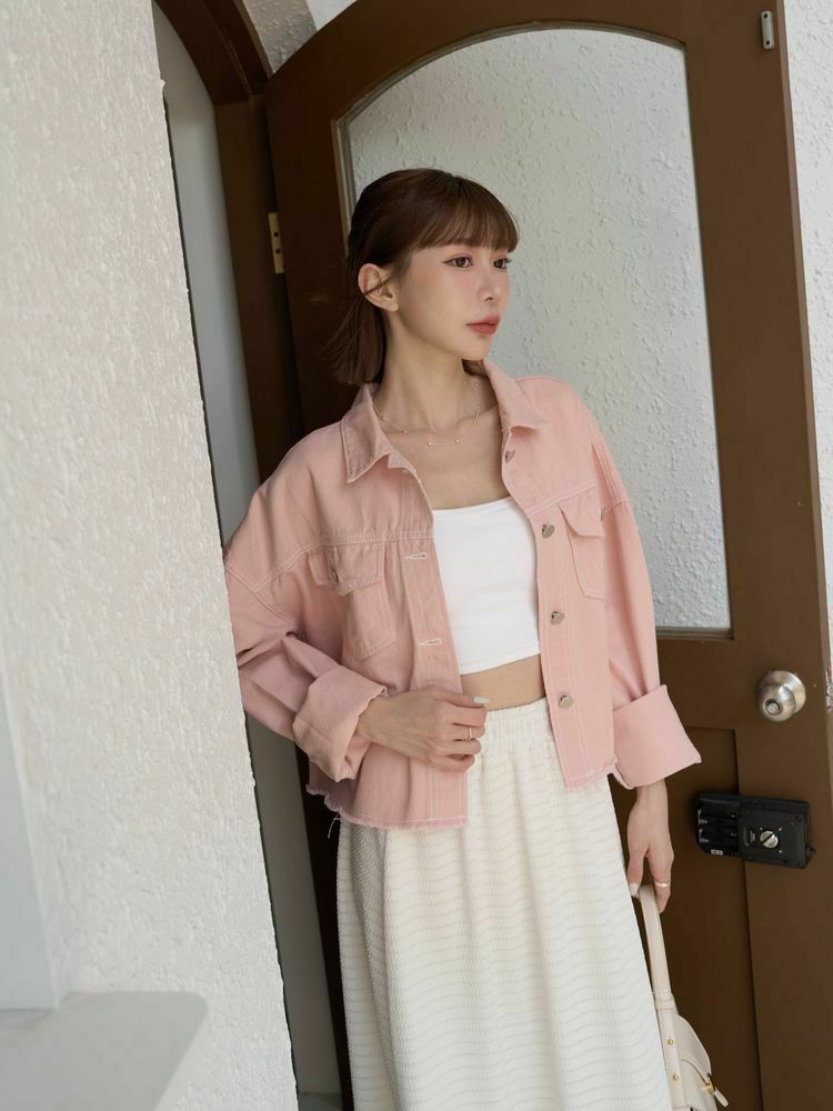 不修邊輕薄牛仔外套