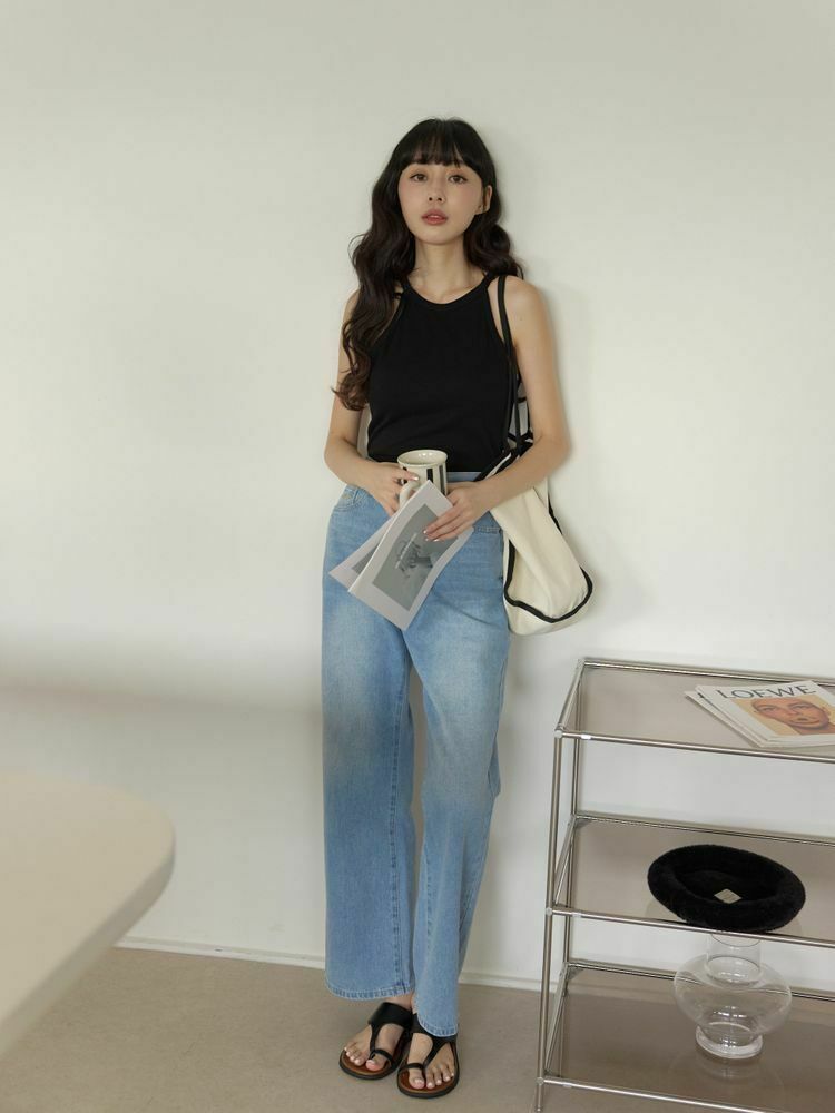 彈性螺紋棉削肩背心