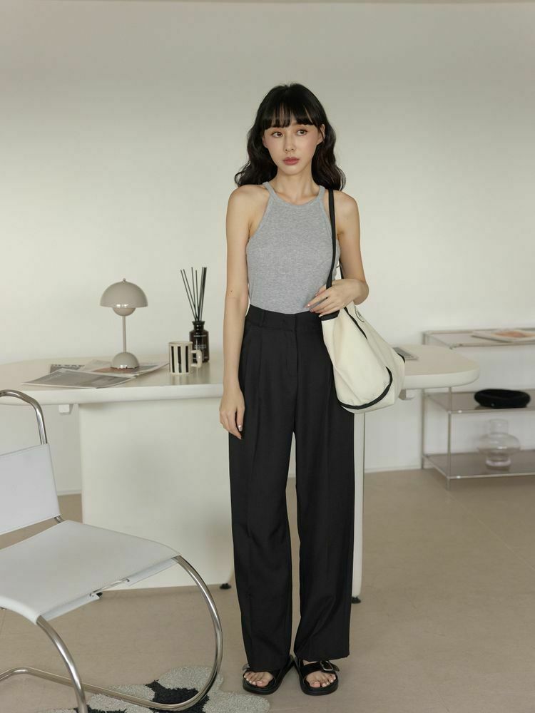 高腰前打折薄料西褲