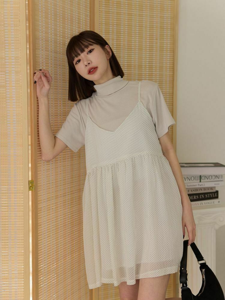 微透膚點點細肩短洋