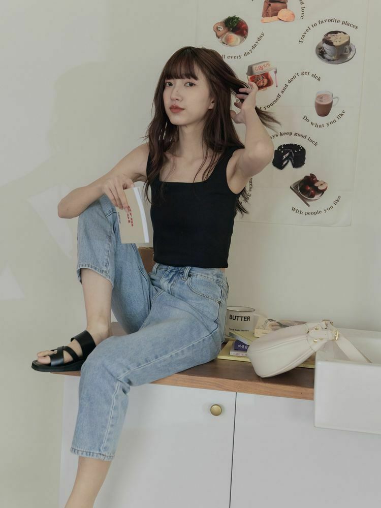 寬帶方領短版背心