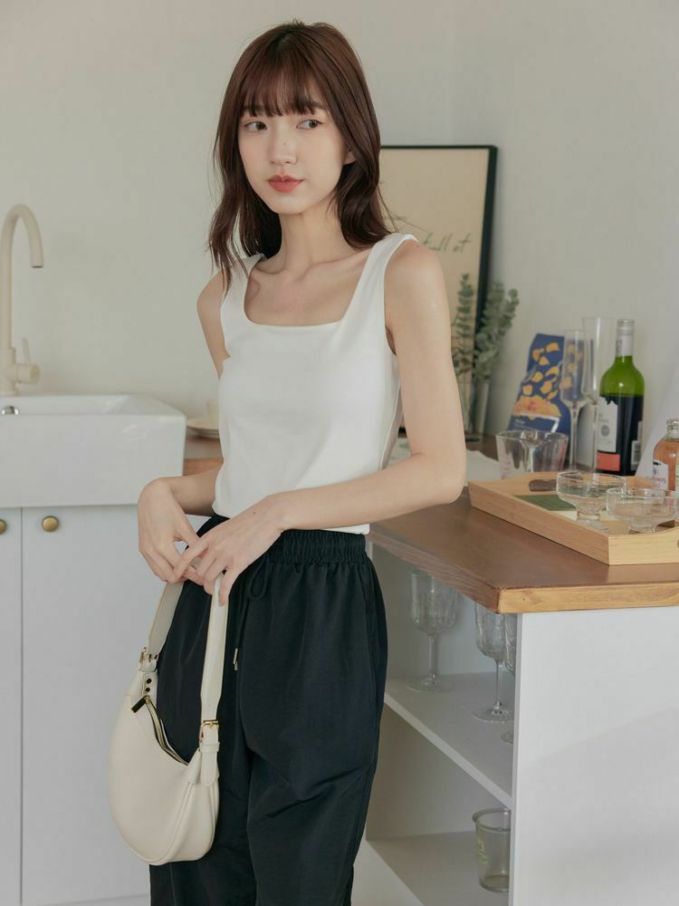 寬帶方領短版背心