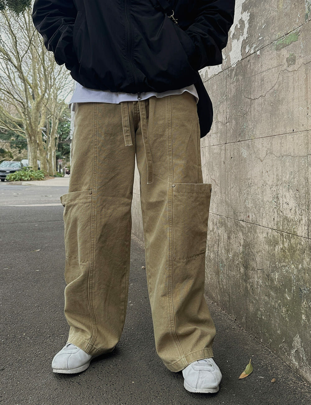 (韓國獨家特價)側邊大口袋牛津布工裝褲
