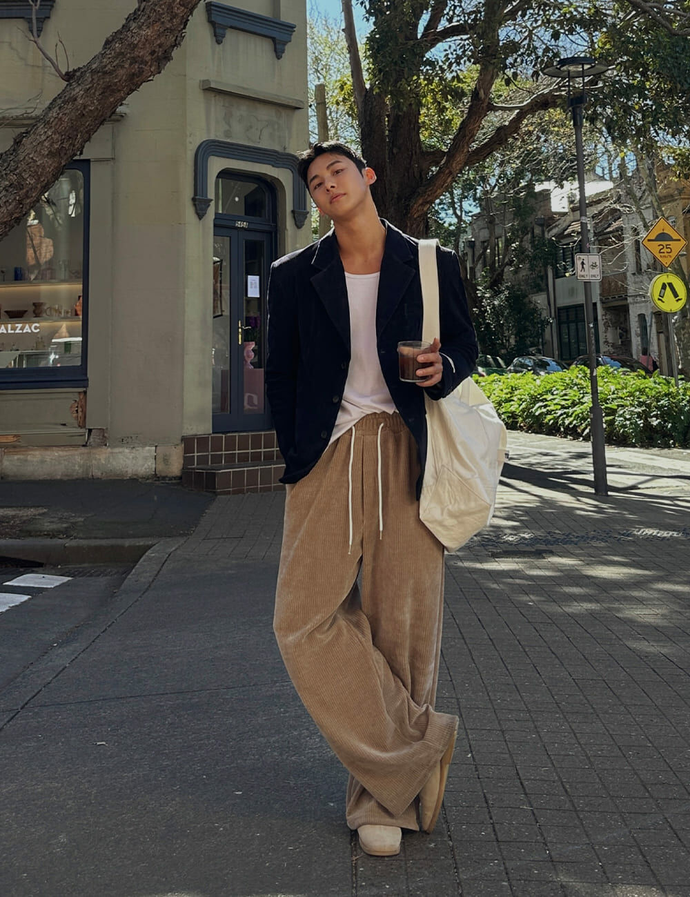 天鵝絨燈芯絨休閒褲