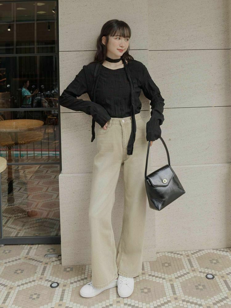 仙氣繞脖圓領皺感上衣