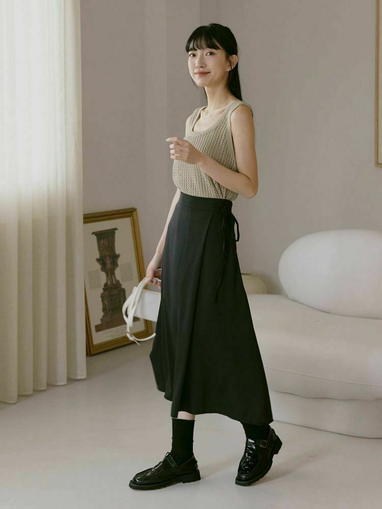 推薦款 氣質修身側綁帶長裙