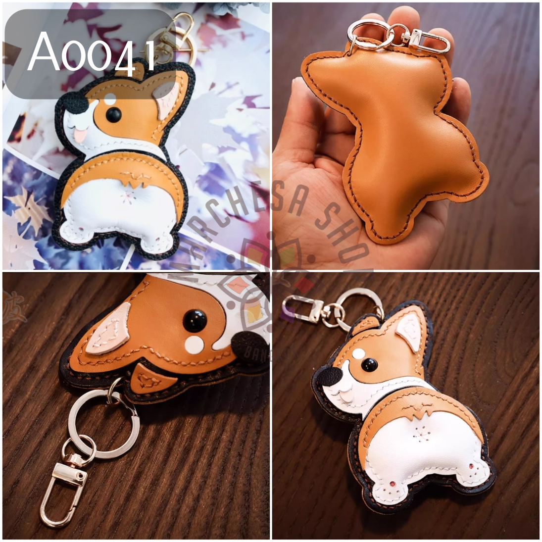 A0041 - 手工全真皮牛皮加羊皮可能哥基鎖匙扣