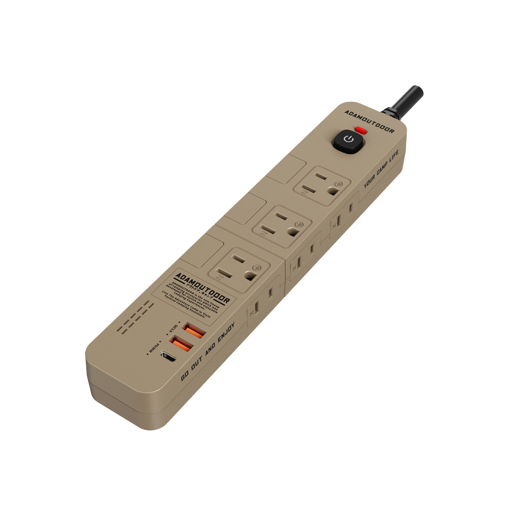 ADAMOUTDOOR｜ 家用款4開6插30WPD 延長線1.8M 沙漠色
