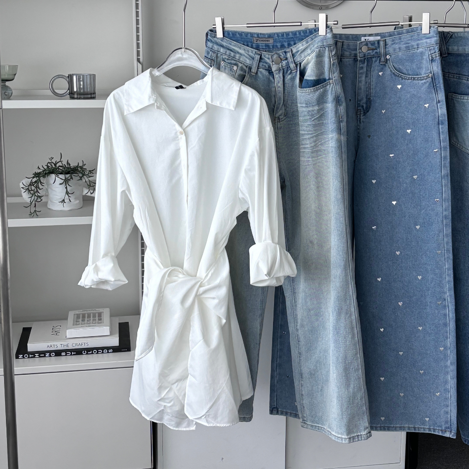 【DOMISS自訂】拼接襯衫裙洋裝 (最後現貨)