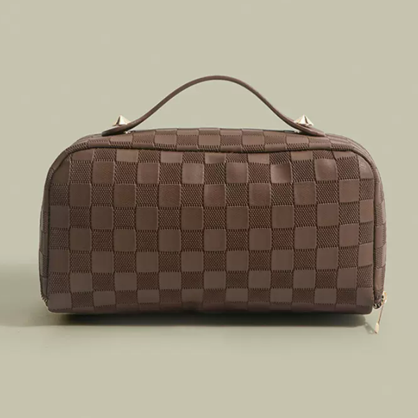 Hot push large-capacity portable waterproof toiletry bag (brown size: 25cm*12cm*12cm)