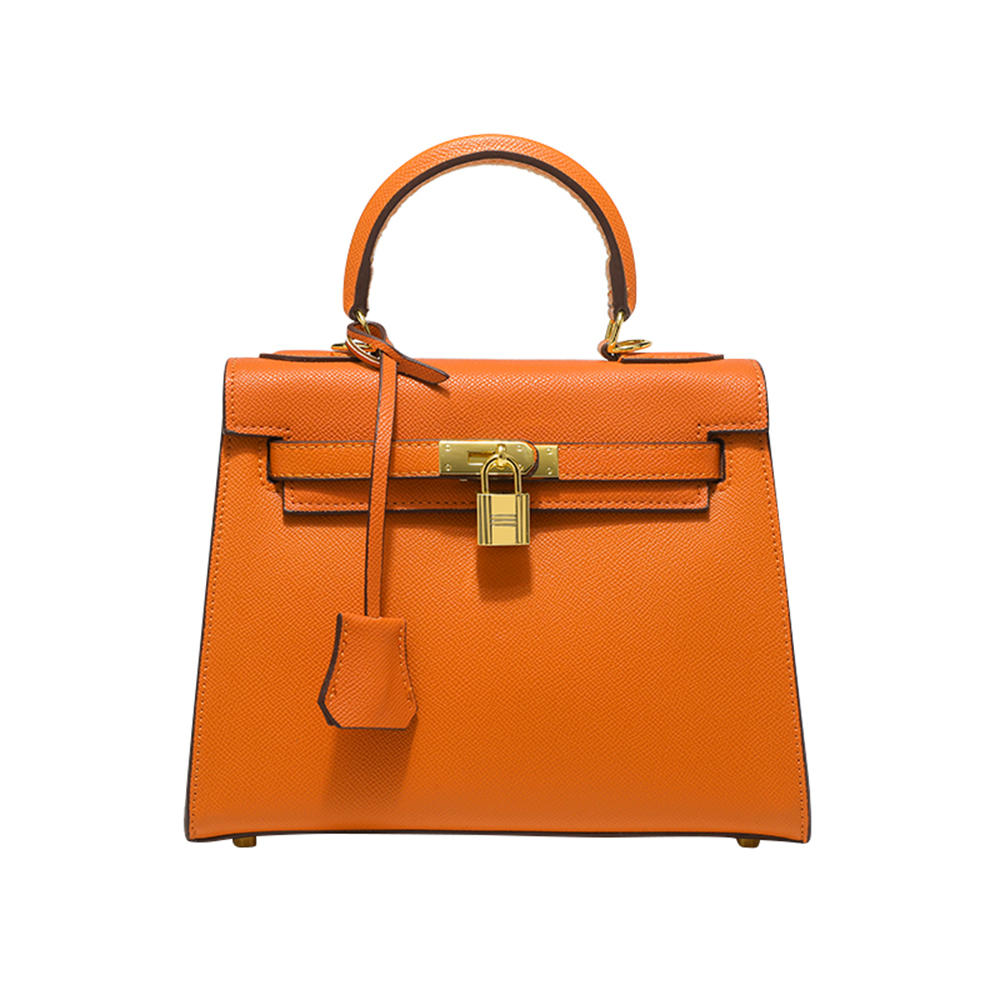 【CHASENG & KEITH】C&K0664 橘/棕 十字紋 手提肩包(附肩帶/附防塵袋)